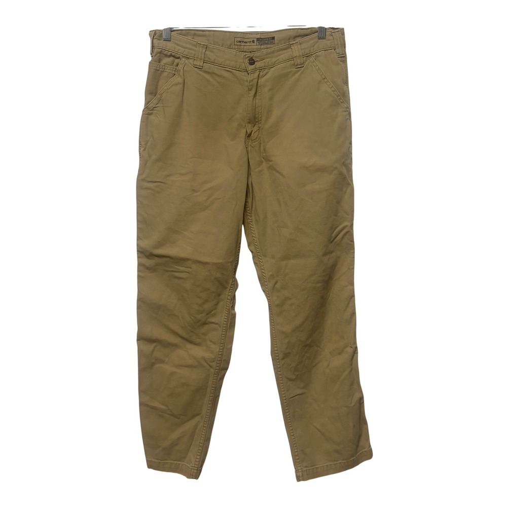 Carhartt Rugged Flex Relaxed Fit Canvas Work Pants Tan Mens 34x32 Utility Duck